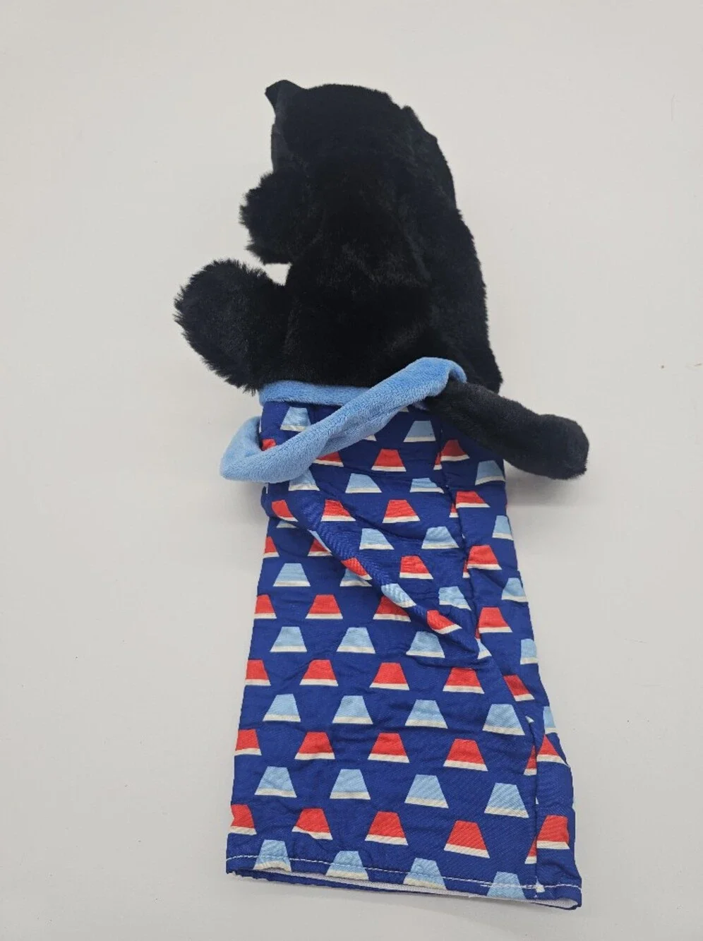 Black & White Plush Cat Wrestling Toy Sleeve Puppet